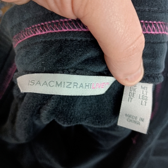 2/$30 Isaac Mizrahi Fall Winter Charcoal Black Soft Cozy Velour Pants-(#186) - Picture 2 of 6